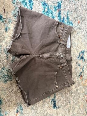 GAP Olive-Brown Frayed Hem Denim Shorts